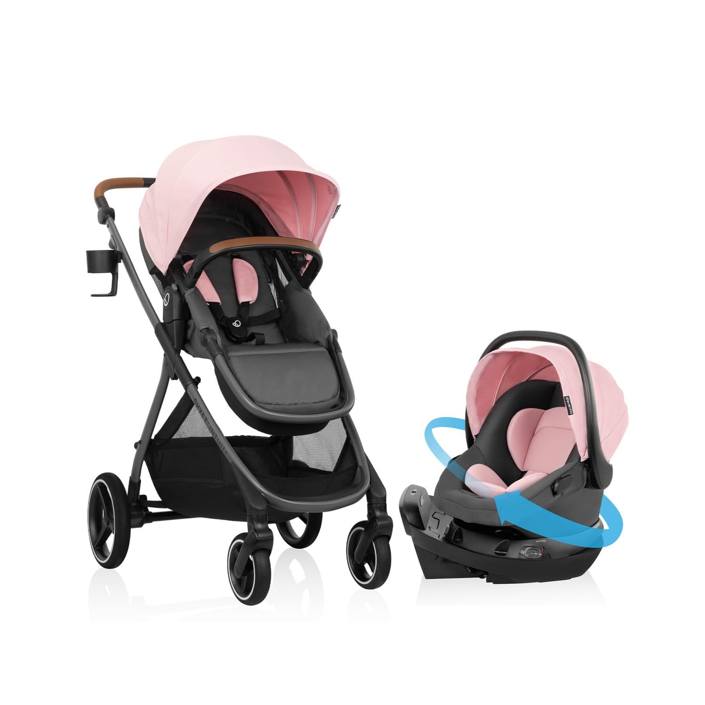 Evenflo Shyft Intuiti Travel System with Revolve180 LiteMax™ NXT Rotating Rear-Facing Lightweight Preemie and Infant Car Seat 3-30 lbs. (Fossil Gray)