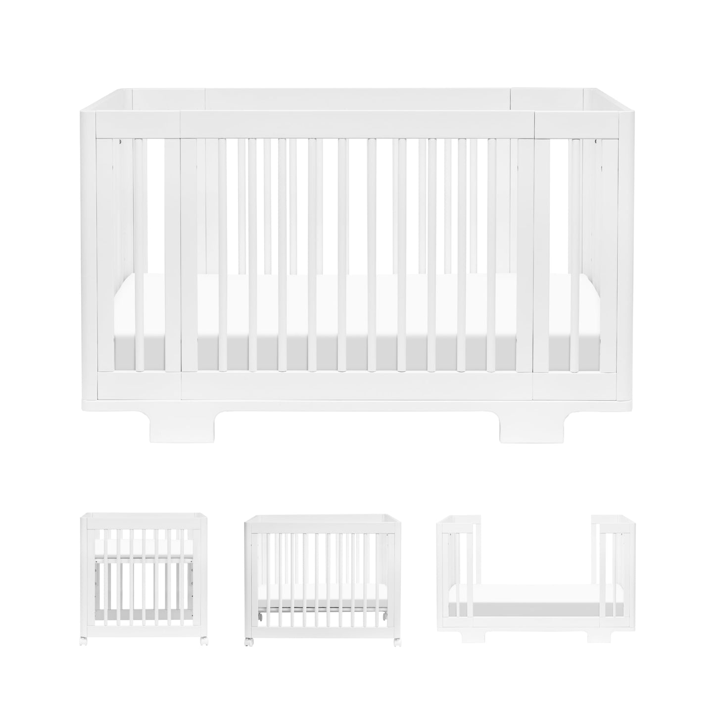 Babyletto Yuzu Convertible All-Stages® Bassinet, Midi, Full-Size Crib in Natural, Greenguard Gold Certified, Portable & Adjustable with Conversion Kits and Pads Included