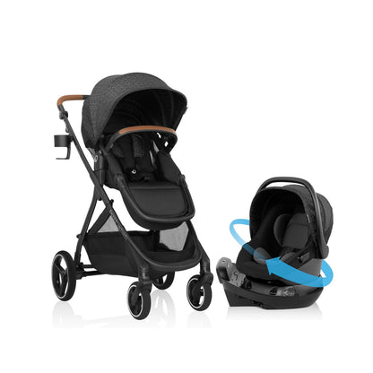 Evenflo Shyft Intuiti Travel System with Revolve180 LiteMax™ NXT Rotating Rear-Facing Lightweight Preemie and Infant Car Seat 3-30 lbs. (Fossil Gray)