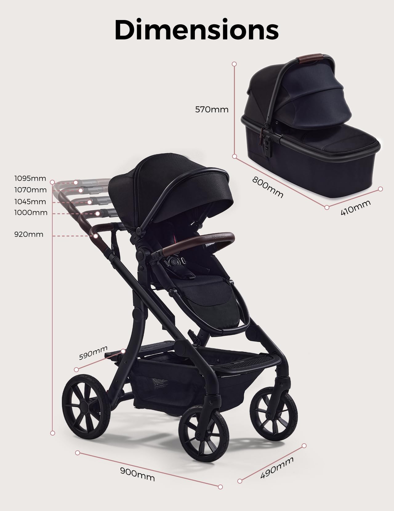 Momcozy ChangeGo Baby Stroller, Convertible Single-to-Double-to-Wagon Stroller with 23 Configurations, Carry-cot and Seat Included, Large PU Wheels, All-Wheel Suspension ＆ Extendable UPF50+ Canopy
