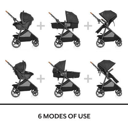 Evenflo Shyft Intuiti Travel System with Revolve180 LiteMax™ NXT Rotating Rear-Facing Lightweight Preemie and Infant Car Seat 3-30 lbs. (Fossil Gray)