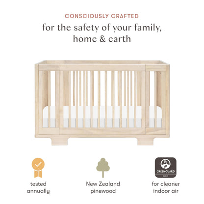 Babyletto Yuzu Convertible All-Stages® Bassinet, Midi, Full-Size Crib in Natural, Greenguard Gold Certified, Portable & Adjustable with Conversion Kits and Pads Included