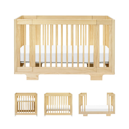 Babyletto Yuzu Convertible All-Stages® Bassinet, Midi, Full-Size Crib in Natural, Greenguard Gold Certified, Portable & Adjustable with Conversion Kits and Pads Included