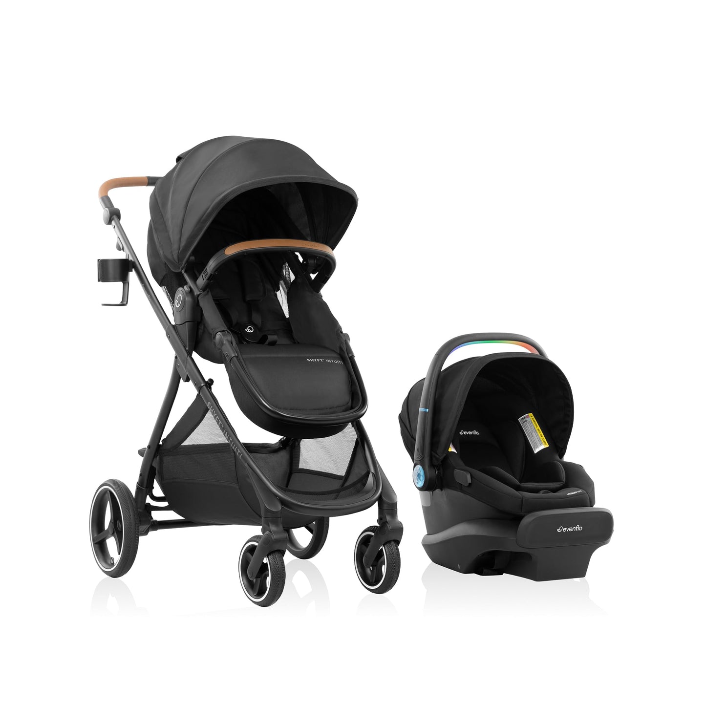 Evenflo Shyft Intuiti Travel System with Revolve180 LiteMax™ NXT Rotating Rear-Facing Lightweight Preemie and Infant Car Seat 3-30 lbs. (Fossil Gray)
