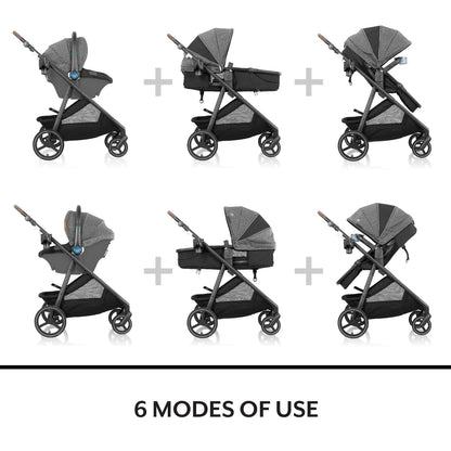Evenflo Shyft Intuiti Travel System with Revolve180 LiteMax™ NXT Rotating Rear-Facing Lightweight Preemie and Infant Car Seat 3-30 lbs. (Fossil Gray)