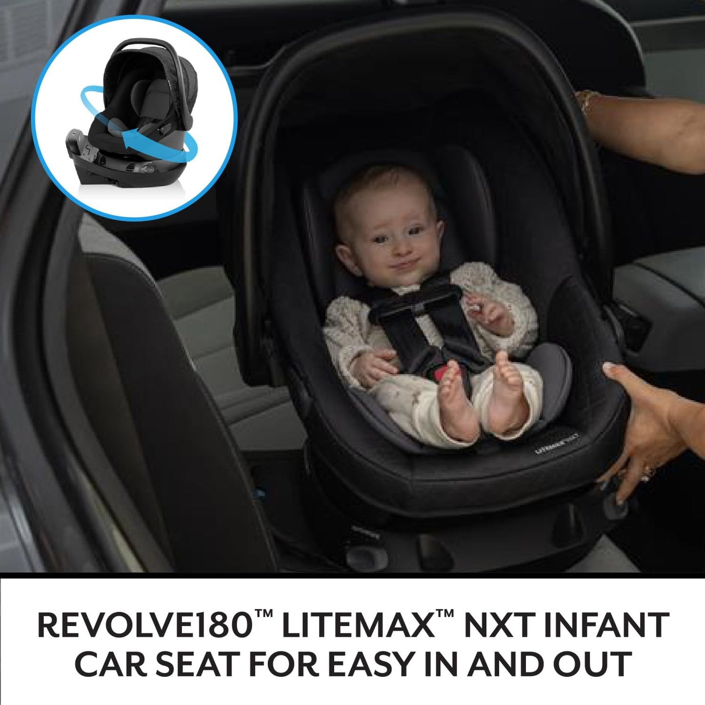 Evenflo Shyft Intuiti Travel System with Revolve180 LiteMax™ NXT Rotating Rear-Facing Lightweight Preemie and Infant Car Seat 3-30 lbs. (Fossil Gray)