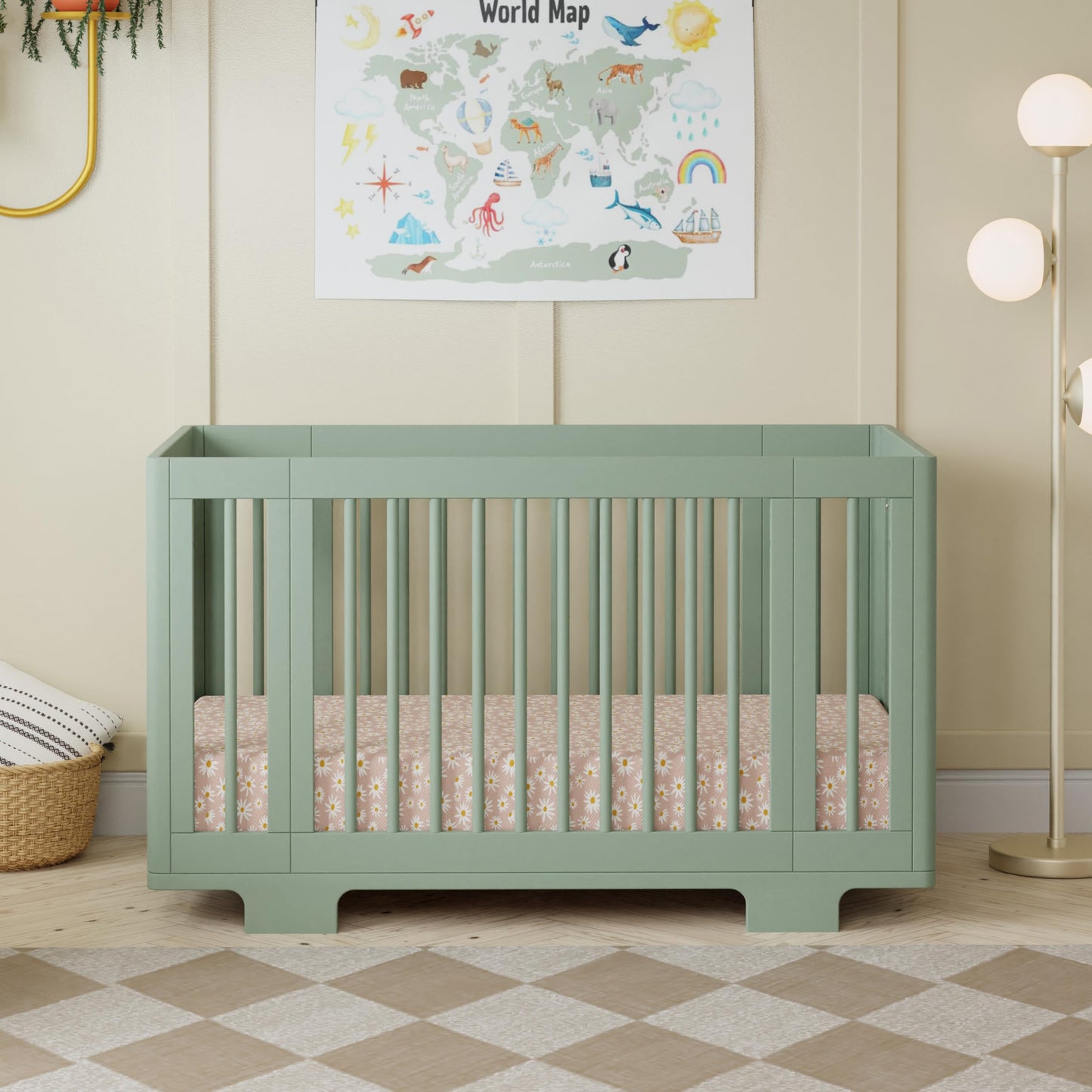 Babyletto Yuzu Convertible All-Stages® Bassinet, Midi, Full-Size Crib in Natural, Greenguard Gold Certified, Portable & Adjustable with Conversion Kits and Pads Included