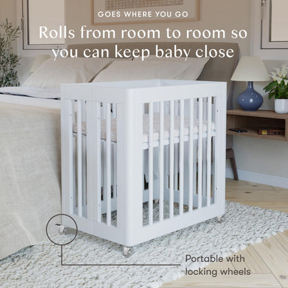 Babyletto Yuzu Convertible All-Stages® Bassinet, Midi, Full-Size Crib in Natural, Greenguard Gold Certified, Portable & Adjustable with Conversion Kits and Pads Included