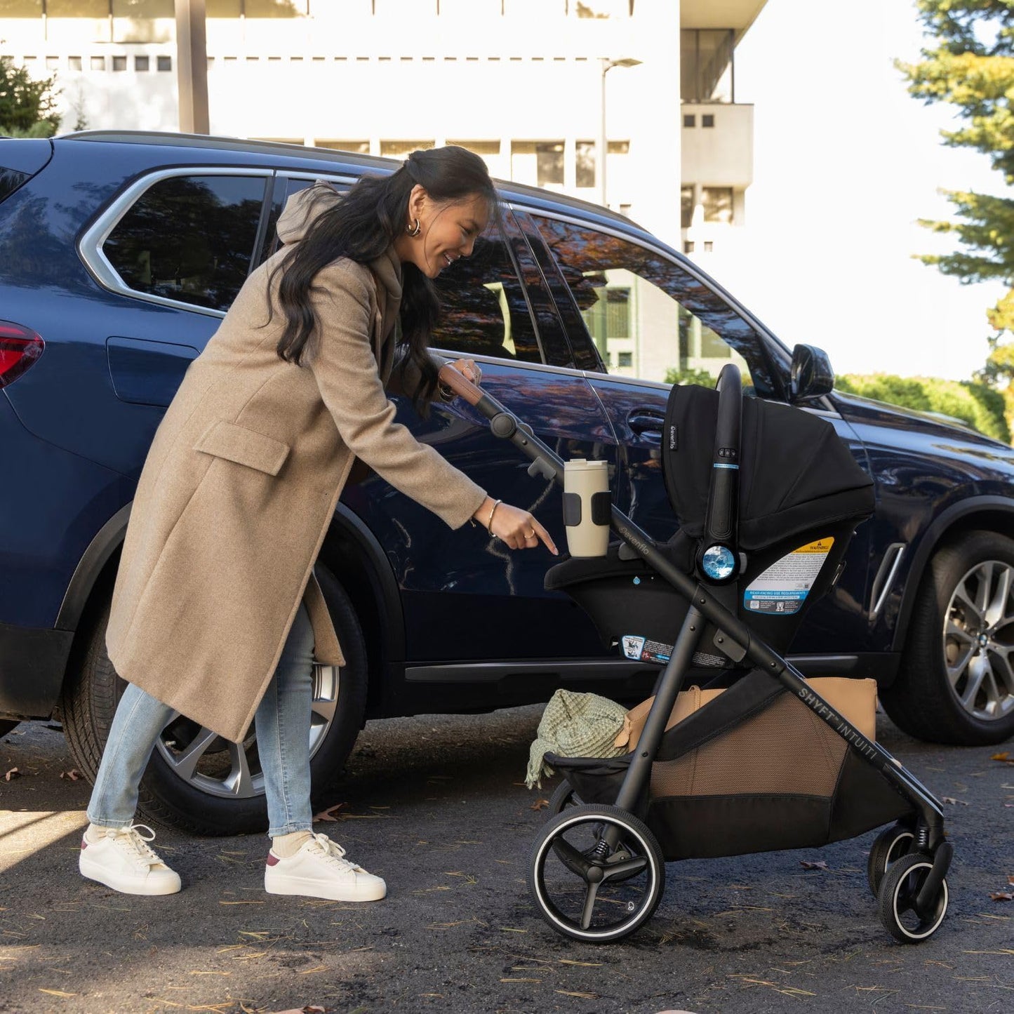 Evenflo Shyft Intuiti Travel System with Revolve180 LiteMax™ NXT Rotating Rear-Facing Lightweight Preemie and Infant Car Seat 3-30 lbs. (Fossil Gray)